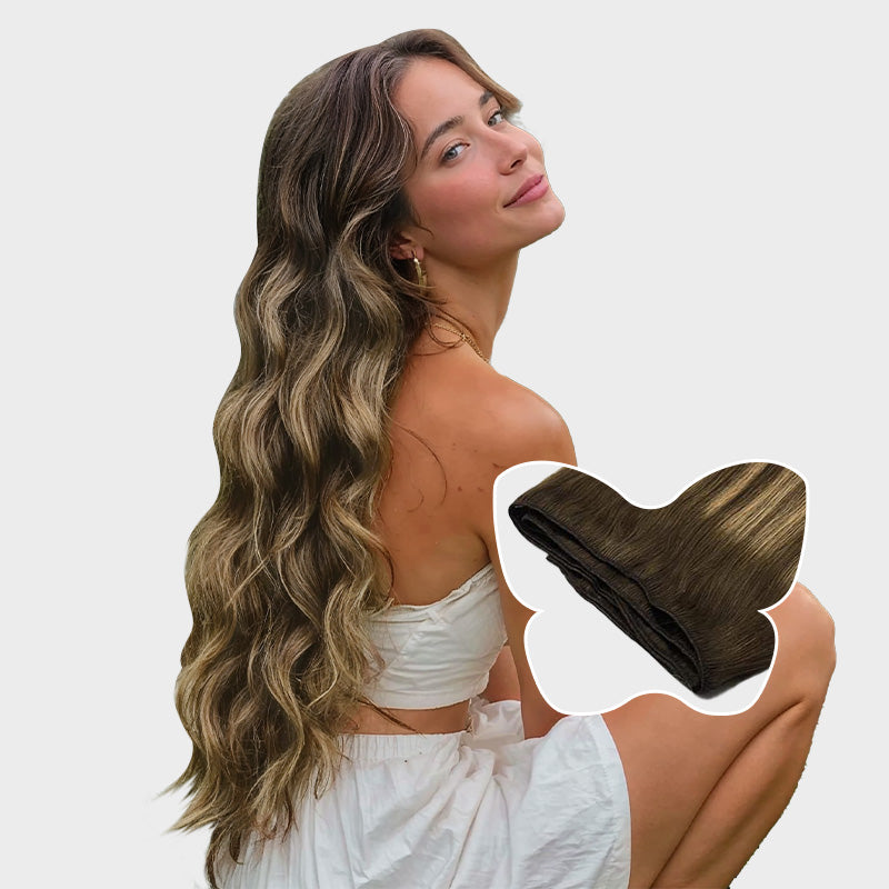 Sew In Hair Extensions Remy Human Hair Balayage Color  display picture 2