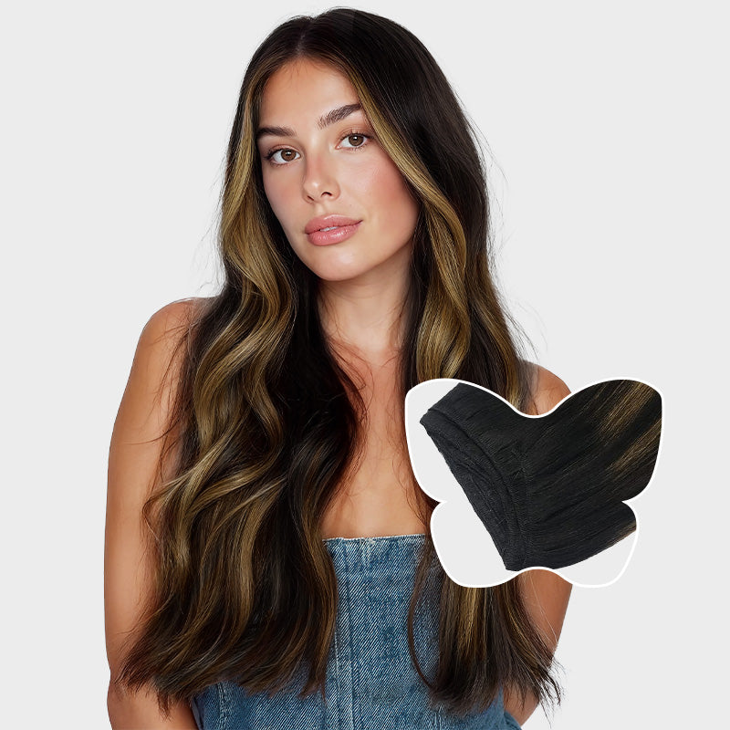 Real hair, sew in extensions. Amazon.com : Sew in Hair Extensions #1B Natural Black Hand  main image 2