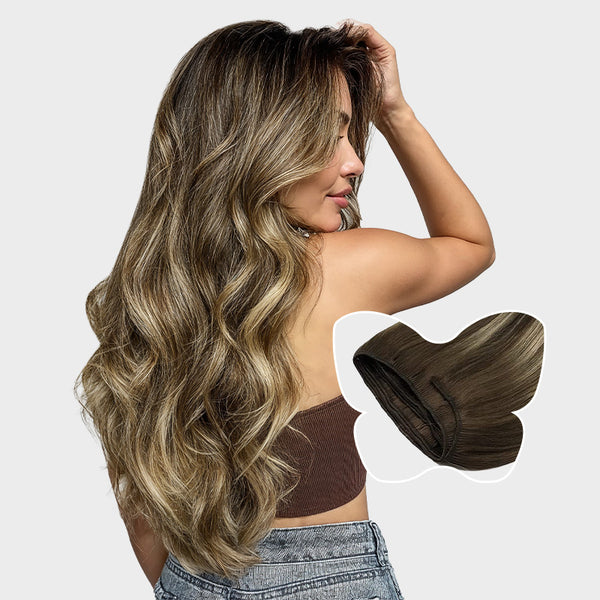Sew In Hair Extensions Remy Human Hair Balayage Color  display picture 3
